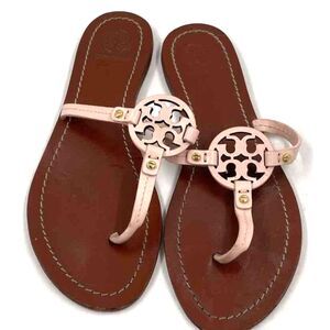 Tory Burch Pink Leather Miller Thong Sandals